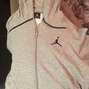 Grey Jordan hoody with Jordan going down arm